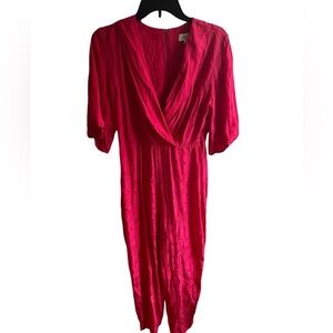 River Island Women’s Hot Pink Satin Floral Wrap Front Jumpsuit‎ US 6